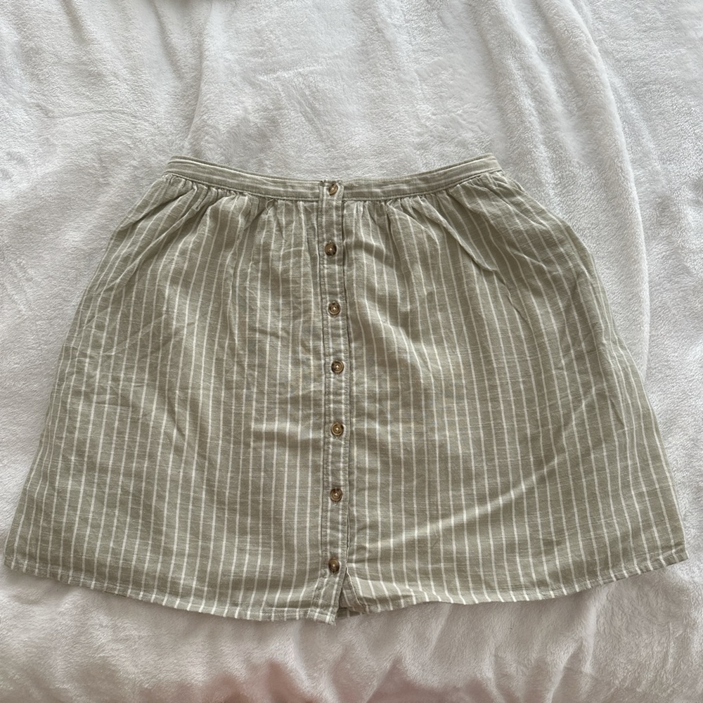 Green and White Striped Skirt